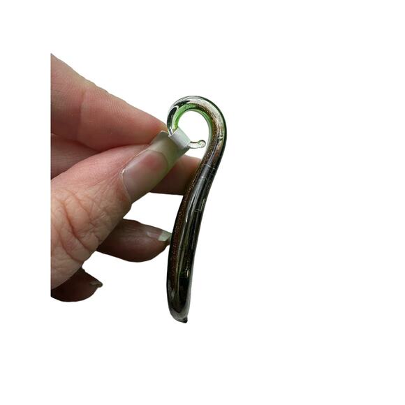 Vintage 90s Handblown Hippie Green and Gold Glass Pendant - Picture 4 of 5